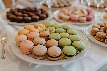 Colorful Macarons on White Plate