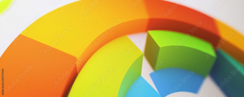 Poster vibrant abstract design featuring colorful geometric shapes and curves, perfect for modern visual pr