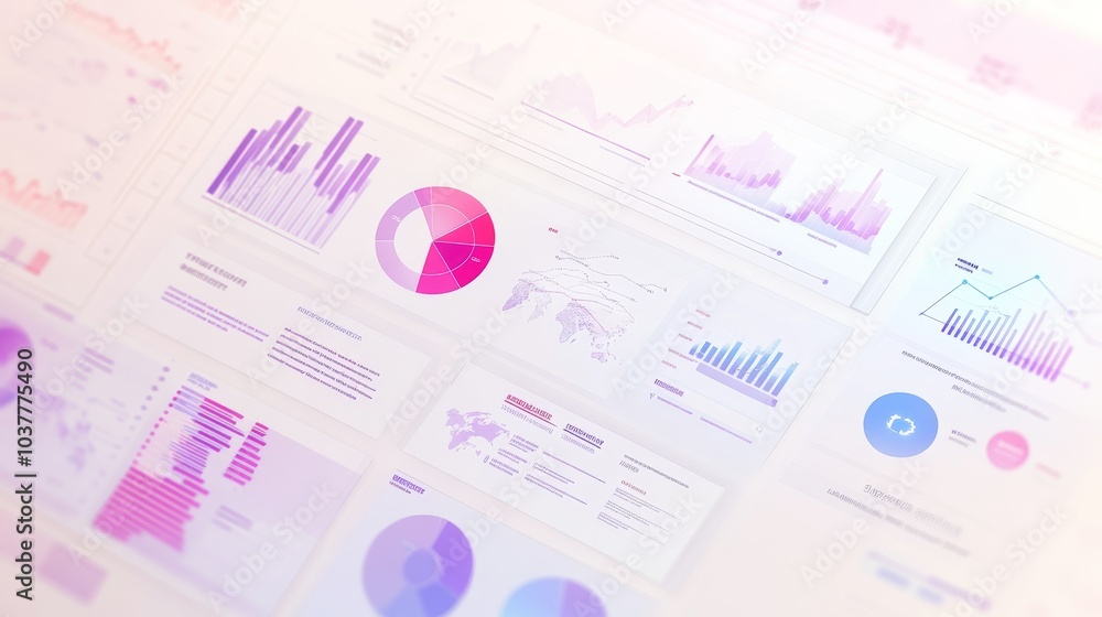 Poster vibrant data visualization with charts and graphs, showcasing analytical insights and trends in a co