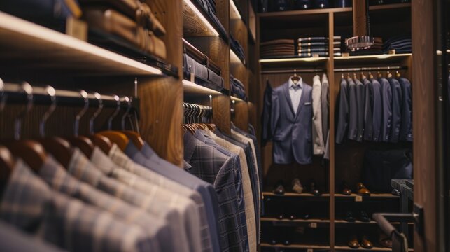 Luxury Closet with Suits and Accessories