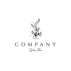 Koi Fish logo in minimalist line art linear design style