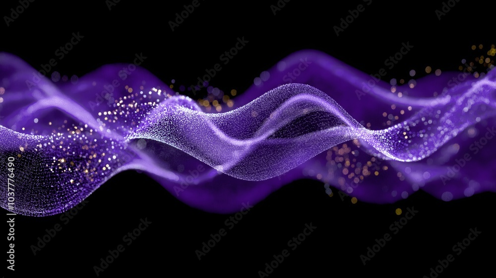 Wall mural a depiction of ultraviolet energy as a purple wave on a black background