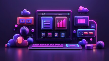 Obraz premium Exploring the futuristic world of digital interfaces a vibrant journey through modern technology and design