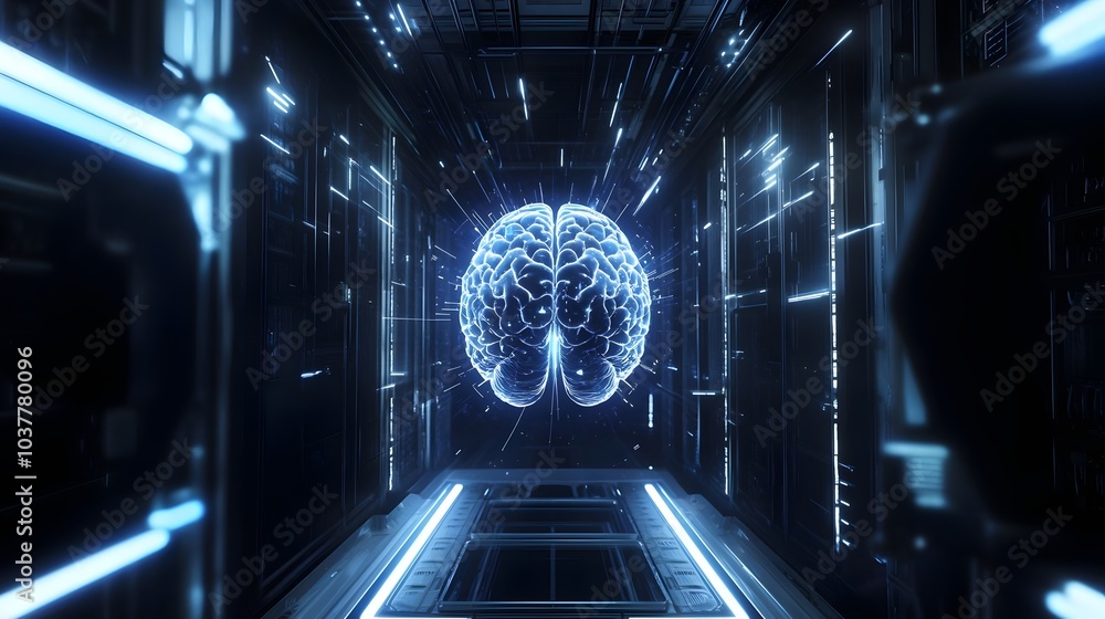 Sticker brain representing critical thinking and advancement in technology and intelligence