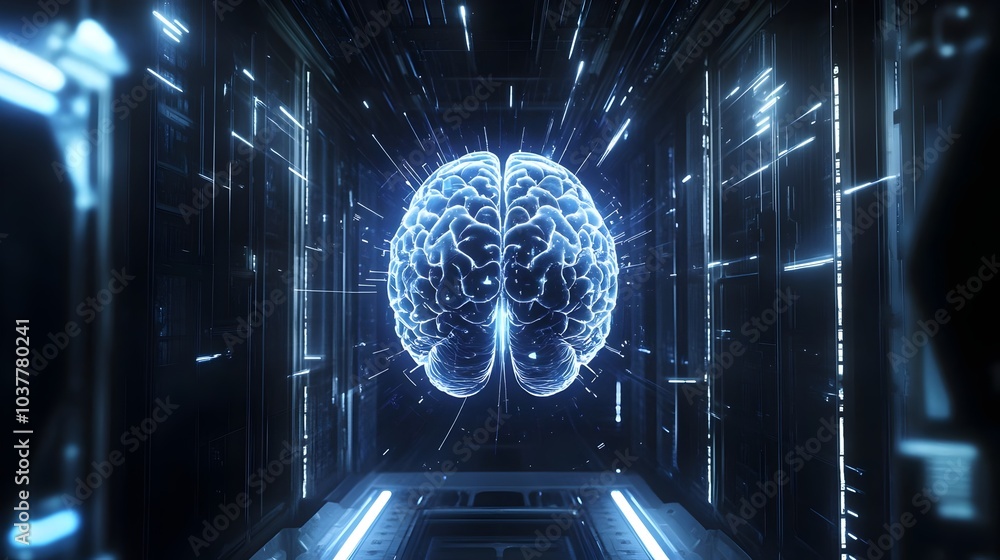 Sticker brain representing critical thinking and advancement in technology and intelligence