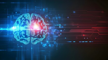 Brain representing critical thinking and advancement in technology and intelligence