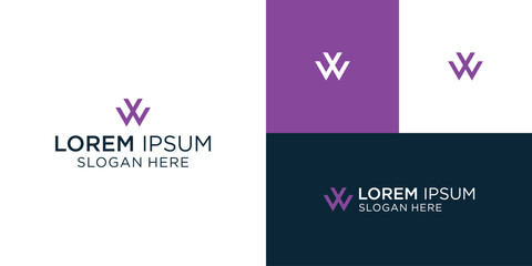 Fototapeta premium letter wv simple geometric symbol logo vector
