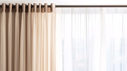 A pair of elegant light curtains featuring a blend of sheer and textured fabrics, enhancing natural light in a modern space.
