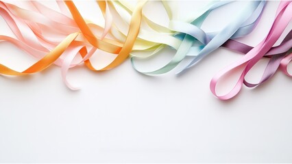 Colorful ribbons on white background.