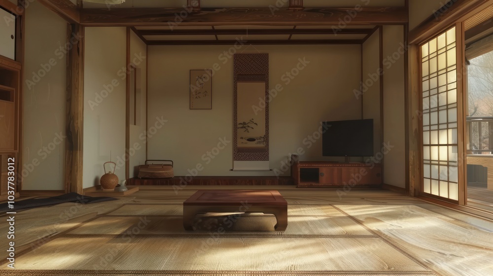 Canvas Prints Japanese Interior Design - Modern Minimalist Living Room