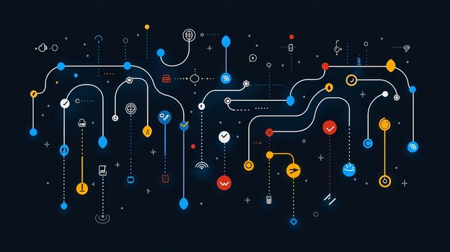 Exploring the interconnected web of data through dynamic visual elements and colorful design