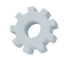 3D gear icon isolated on transparent background