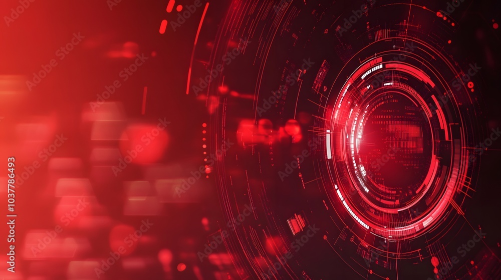 Poster red technology background and abstract digital tech circle.copy space.
