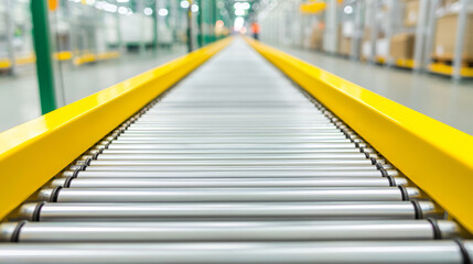 dynamic conveyor system in warehouse efficiently manages just in time automation, showcasing streamlined and organized industrial environment