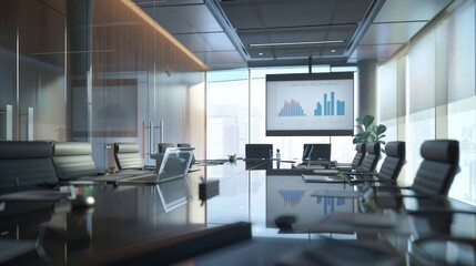 Modern Meeting Room with Glass Walls and City View