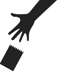 Obraz premium Isolated pictogram of hand throw plastic wrap, for keep clean, no littering environment sign
