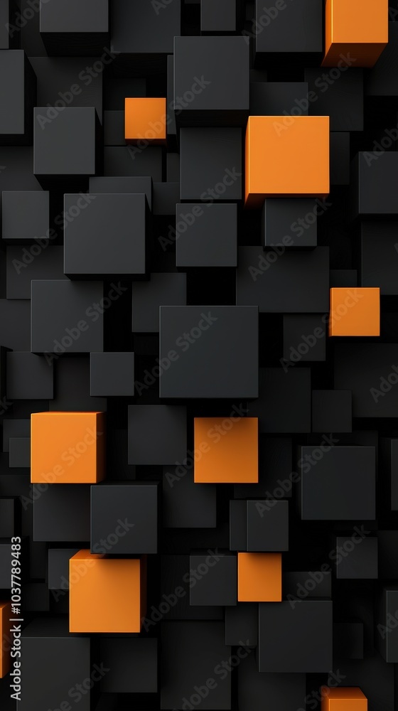 Poster abstract black and orange cube patterns background