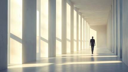 Introvert Solitude Minimalism Solitary figure looking at a clear sky through a window, minimalist home, flat design illustration