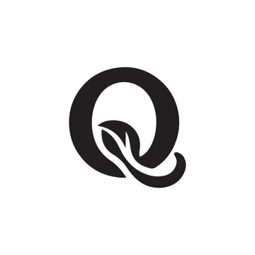 recommend clip art: creative letter Q silhouette icon with leaf