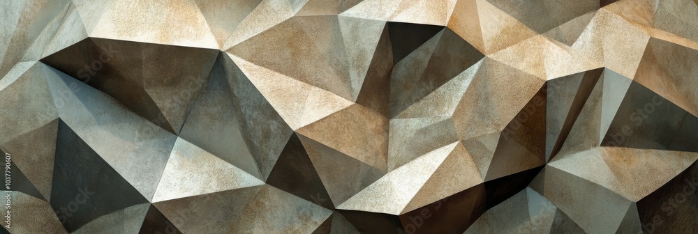 Poster abstract geometric texture featuring angular, three-dimensional facets in earthy tones.