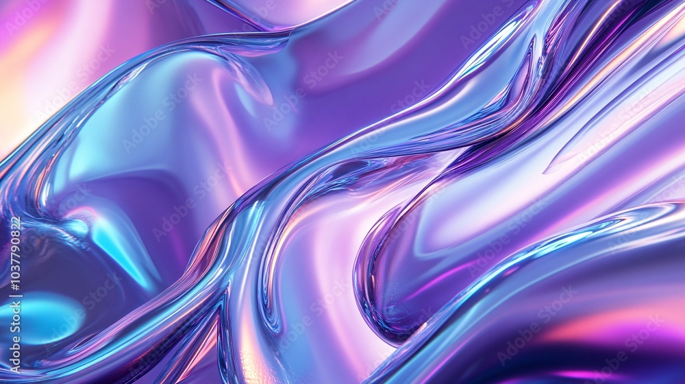 Poster a vibrant abstract background featuring smooth waves of purple and blue hues, creating a dynamic and