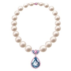 Obraz premium Elegant Pearl Necklace with Blue Gemstone Pendant Jewelry Fashion Accessory