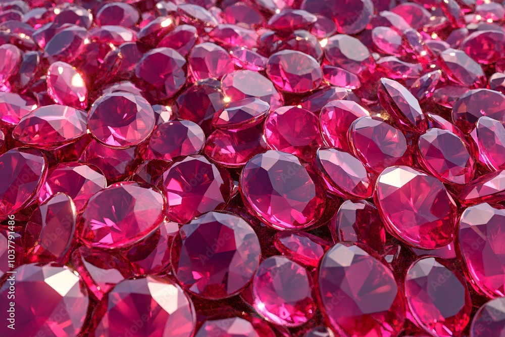 Aufkleber a close-up view of sparkling pink gemstones reflecting light, creating a stunning visual display wit