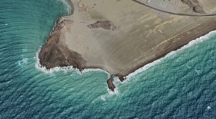The sandy coast of Qatar in the Persian Gulf