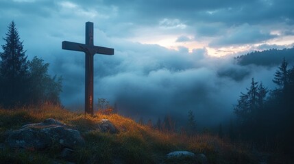 Obraz premium Cross on the Mountaintop