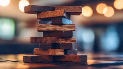 Modern Management Concept with Wooden Blocks