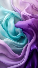 Obraz premium Abstract silk fabric texture with soft flowing waves in shades of blue and purple, ideal for backgrounds or textile designs.