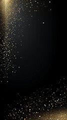 Glittering gold on a black background, blurred light effects, sparkling, bokeh effect,  a luxurious and glamorous style.  AI generation.
