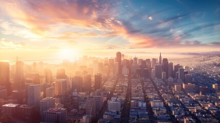 Obraz premium Golden Hour over Cityscape