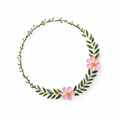 Circle leaf border with small flower copy space area