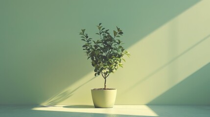 Minimalist 3D Pear Tree in Pot with Soft Shadows