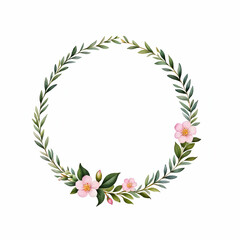 Circle leaf border with small flower copy space area