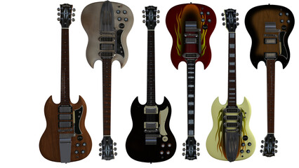 Naklejka premium 3d render set of electric guitars