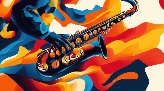Abstract poster art for a jazz music performance - Powered by Adobe