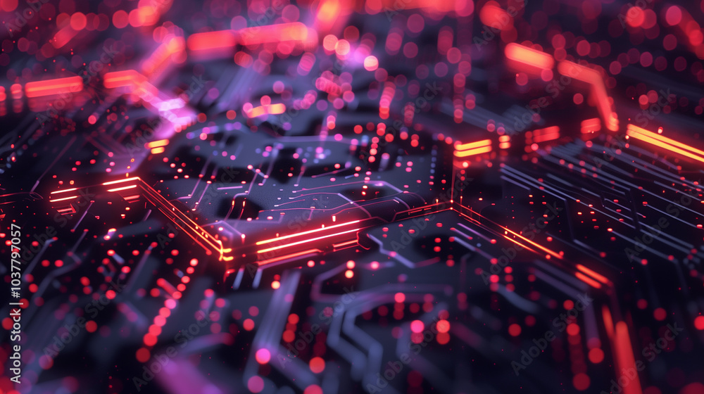 Poster tech background wallpaper 3d holographic hexagonal patterns with pulsing light trails, set against a