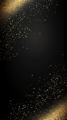 Glittering gold on a black background, blurred light effects, sparkling, bokeh effect,  a luxurious and glamorous style.  AI generation.