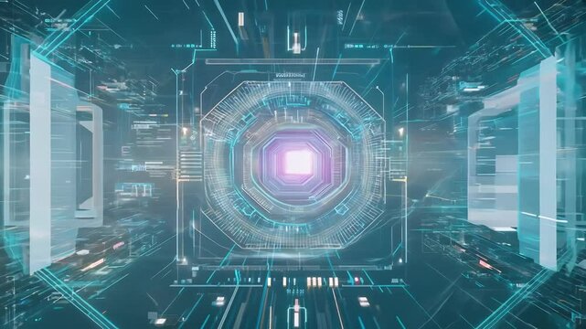 Step intricate workings advanced AI quantum computer exploring mind processing unit visually stunning representation highlights concepts artificial intelligence cloud computing rendered 16bit color
