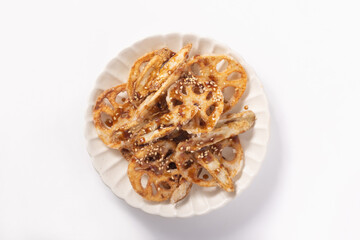 ごぼうと蓮根の甘だれ揚げ