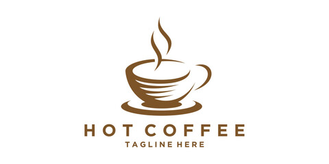 logo design hot coffee, coffee, bean, brew, drink, restaurant, logo design vector, symbol, icon, idea, creative.