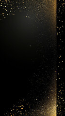 Fototapeta premium Vertical illustration of gold glitter on black background. AI generation.