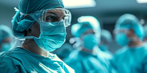 Surgeons prepare for a complex operation in a sterile environment during the day. Generative AI