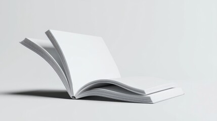 Fototapeta premium white magazine floating in air, mock up, white background.