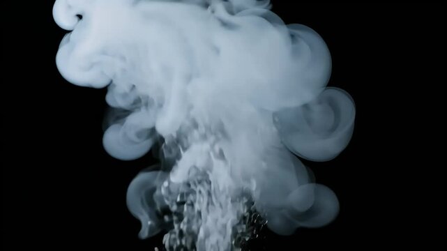 realistic smoke effect created water misting system floating air black background footage features fog vapor particles creating atmospheric perfect visual storytelling rendered 4K 120