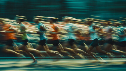 Runners in Motion Blur, Speed and Competition