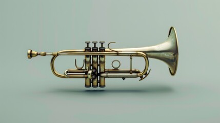 Obraz premium Vintage Brass Bugle on Clean Background