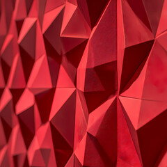Fototapeta premium Dynamic Red Geometric Abstract Background - 3D Angular Faceted Design with Intricate Light and Shadow Play, Perfect for Modern Art, Architectural Concepts, and Bold Graphic Illustrations